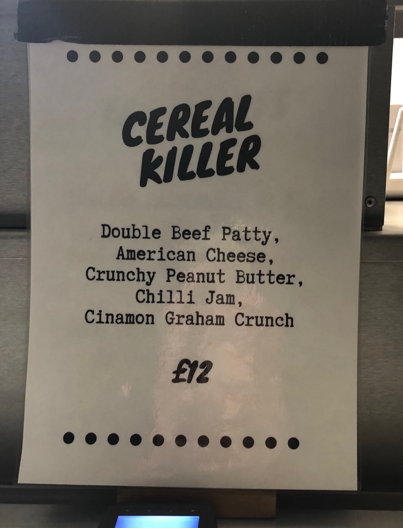 Cereal Killer Menu at Secret Burger Club The Nottingham Food Blog