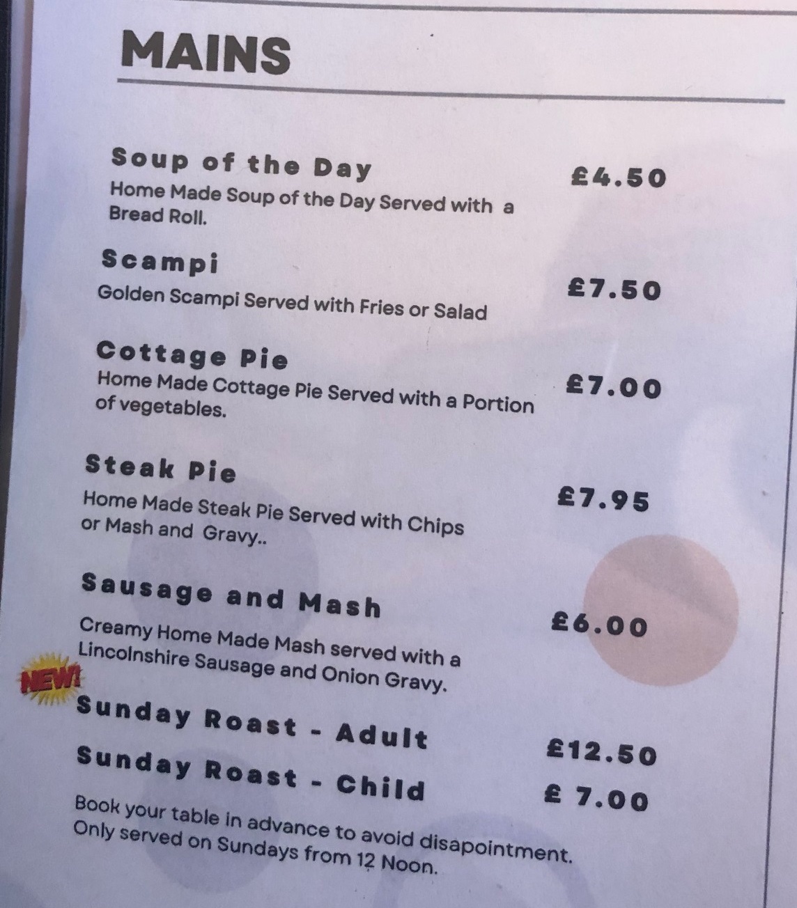 Jules Cafe and Deli Mains Menu section The Nottingham Food Blog